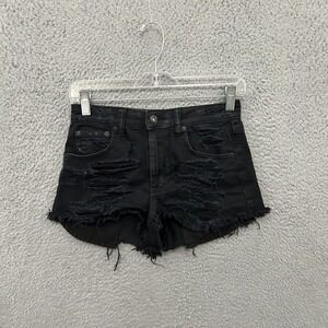 American Eagle Jean Shorts Women's Size 00 Blue Medium Wash Distressed Cutoffs